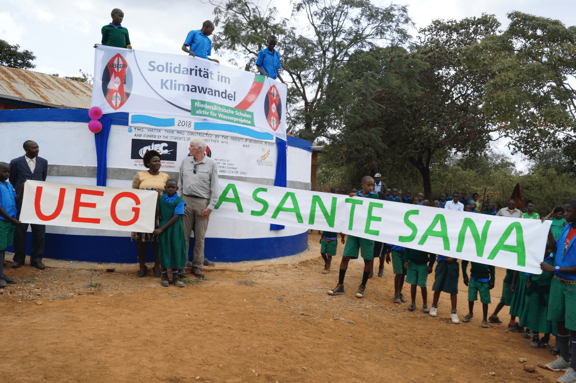Water tank at the dedication ceremony, sponsored by UEG
